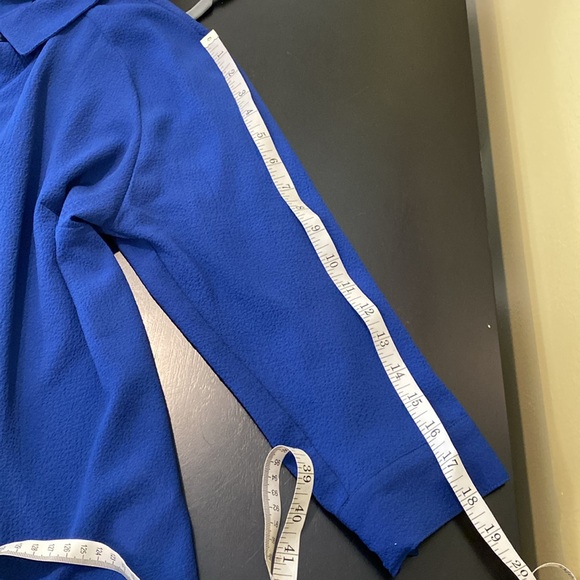 Joan Rivers Button Down Tunic, 3/4 Sleeve, Blue, Medium - Picture 8 of 8